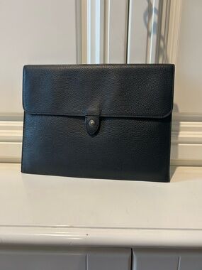 Coach Black Pebbled Leather Document Folio